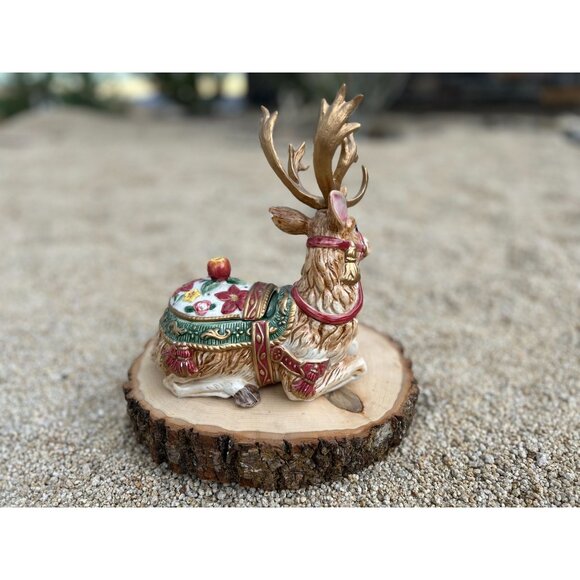 Fitz & Floyd Vintage 1996 Reindeer Lidded Trinket Box - Picture 5 of 8